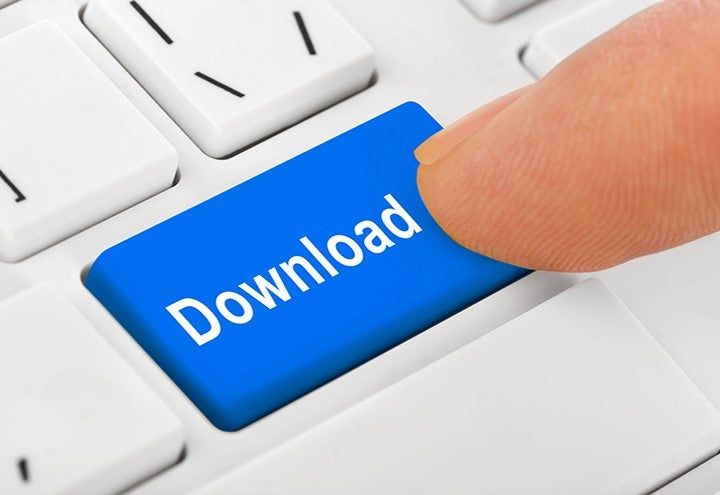 Finger pressing download button